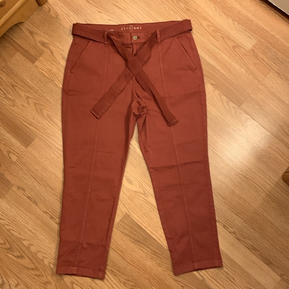WHBM GUC Brick Red Straight Crop Pants - Picture 2 of 11